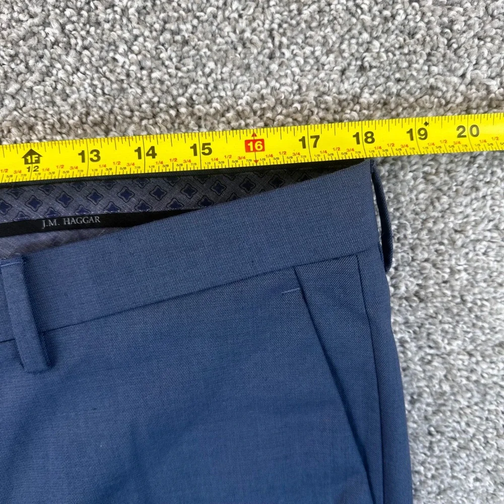 Haggar Premium Dress Pants Mens 36x34 Blue Straight Fit Stretch Office Law NEW